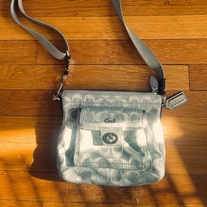 Silver Coach cross-body bag